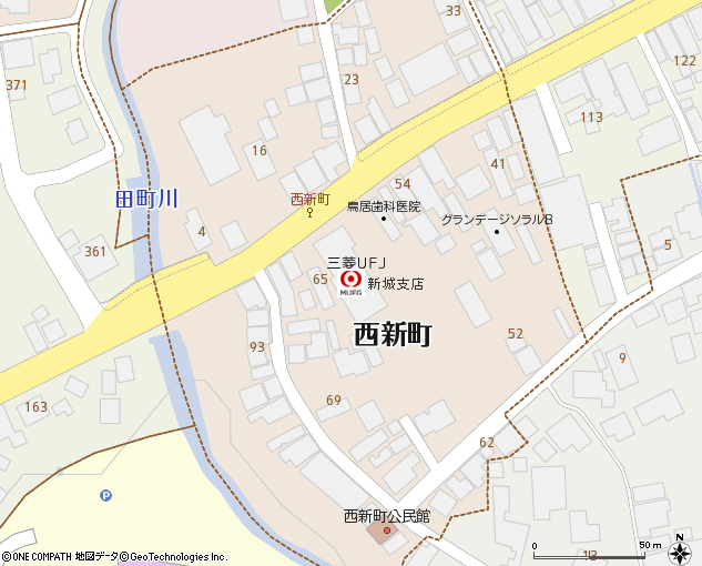 新城支店付近の地図